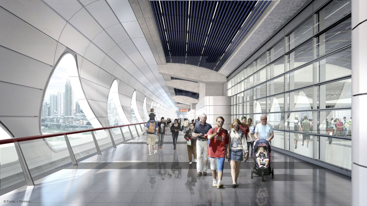 Colonnade in the Kai Tak Cruise Terminal (Image: Foster + Partners)