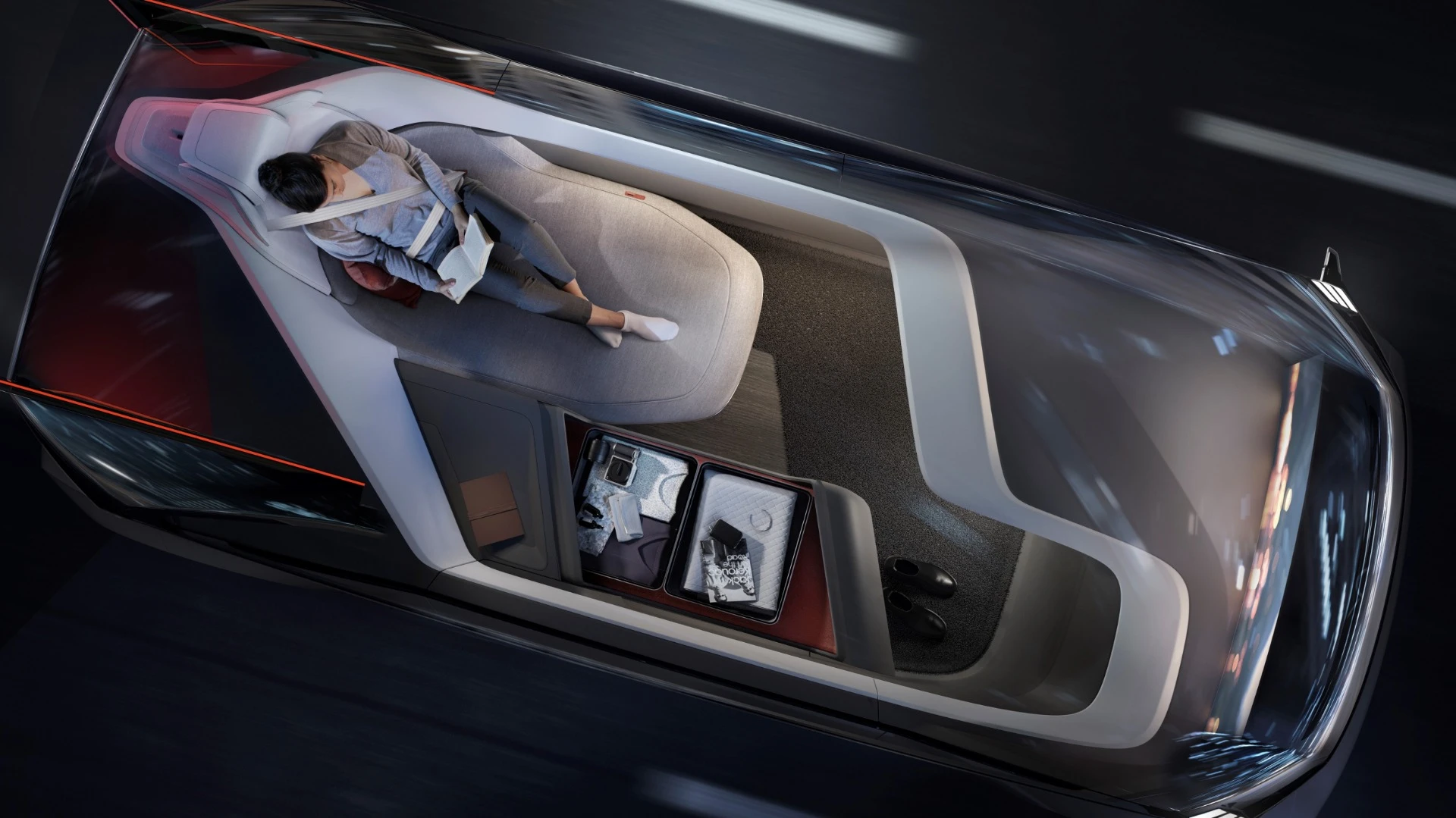 Volvo 360c single-person lounge storage area