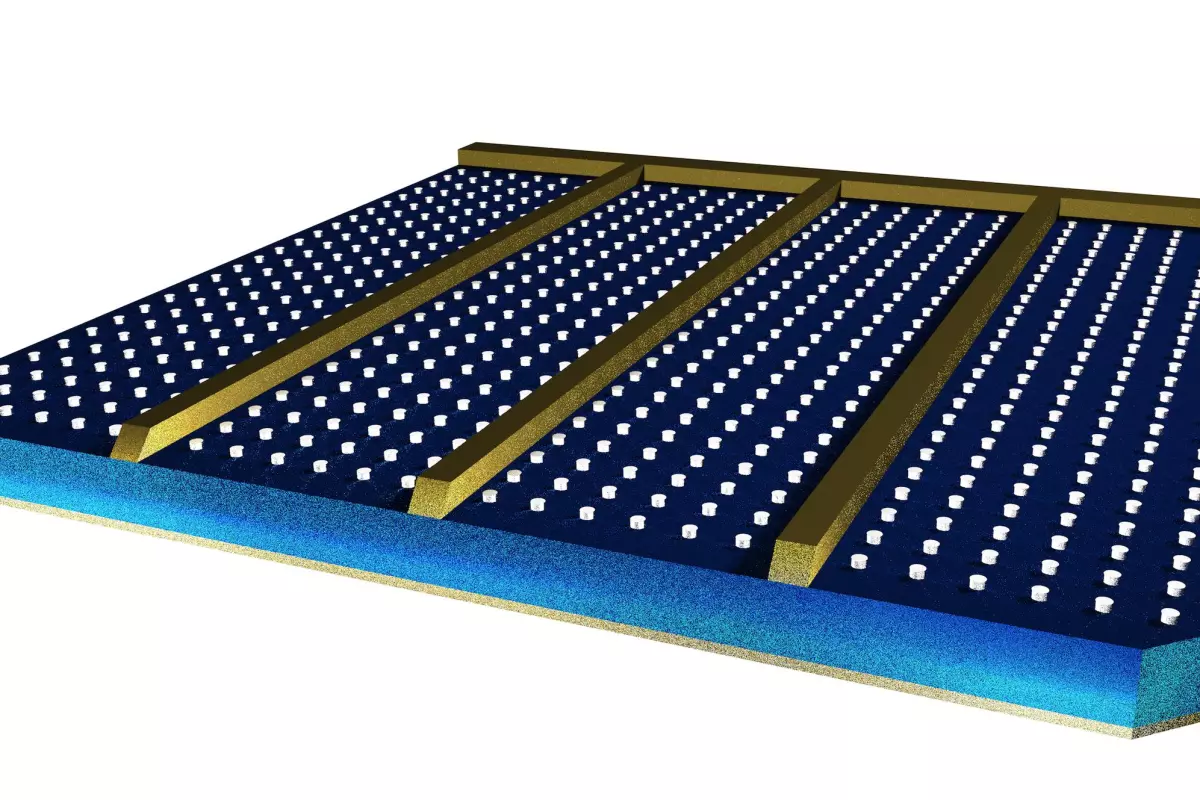 Aluminum studs on top of a PV panel could boost the efficiency of any solar cell design (Image: Imperial College London)