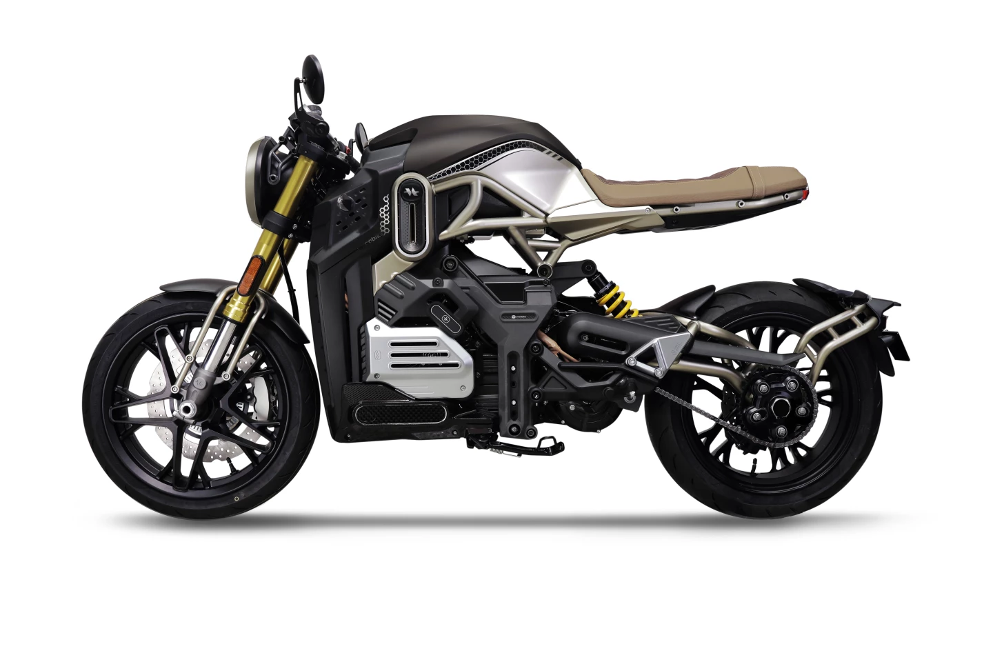 The CR-21 concept features a 5.7-kW motor, 96.kWh battery, Brembo brakes with ABS, and a round TFT dash