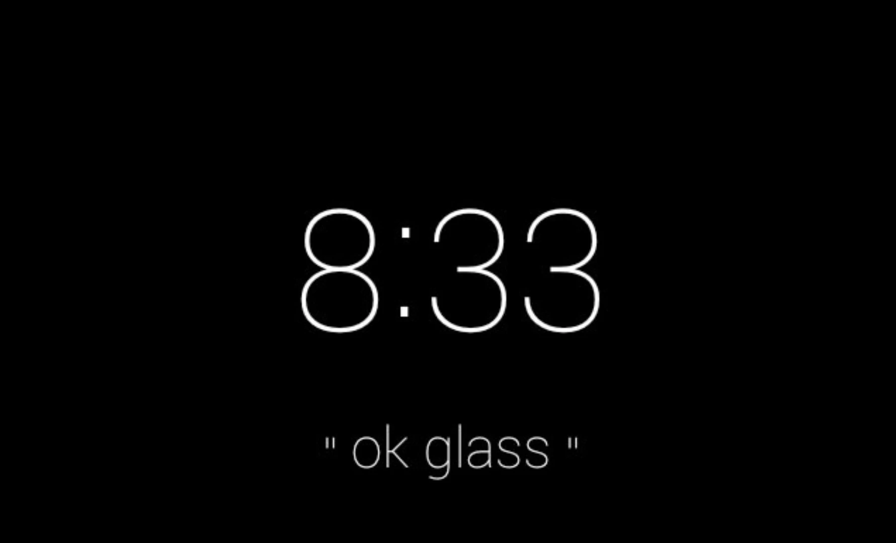 Glass' default home screen, with time and "OK Glass" prompt