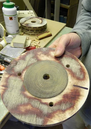 The self-lubricating Lignum Vitae used for the bushings was fashioned from some redundant wooden bowls