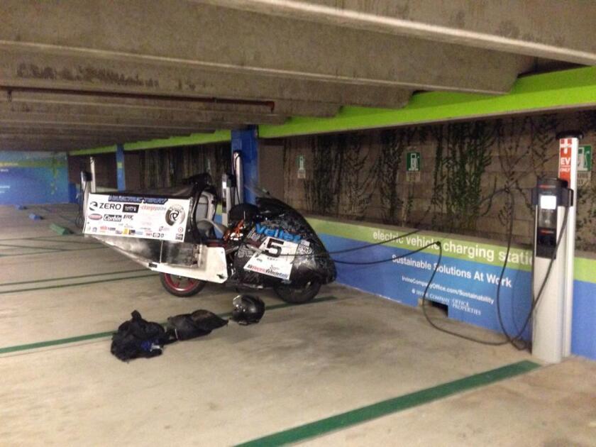September 15th, 2014 charging with four J plugs in Irvine, CA on the way to complete the first Iron Butt
