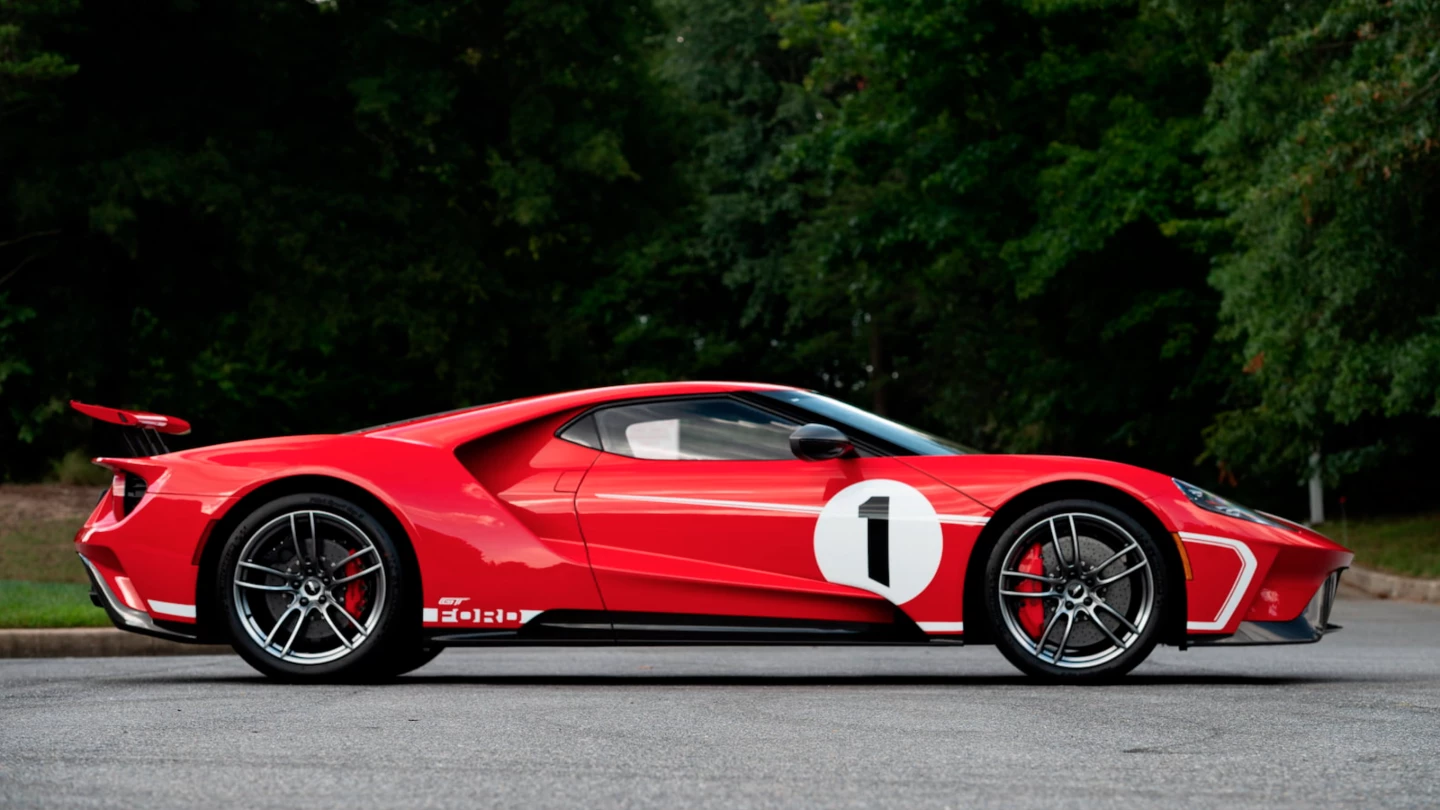 This 2018 Ford GT '67 Heritage Edition sold for $1,320,000 at Mecum's 2022 Kissimmee sale on 15 January 2022