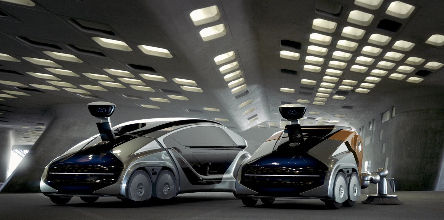 A CityBot passenger vehicle and street sweeper