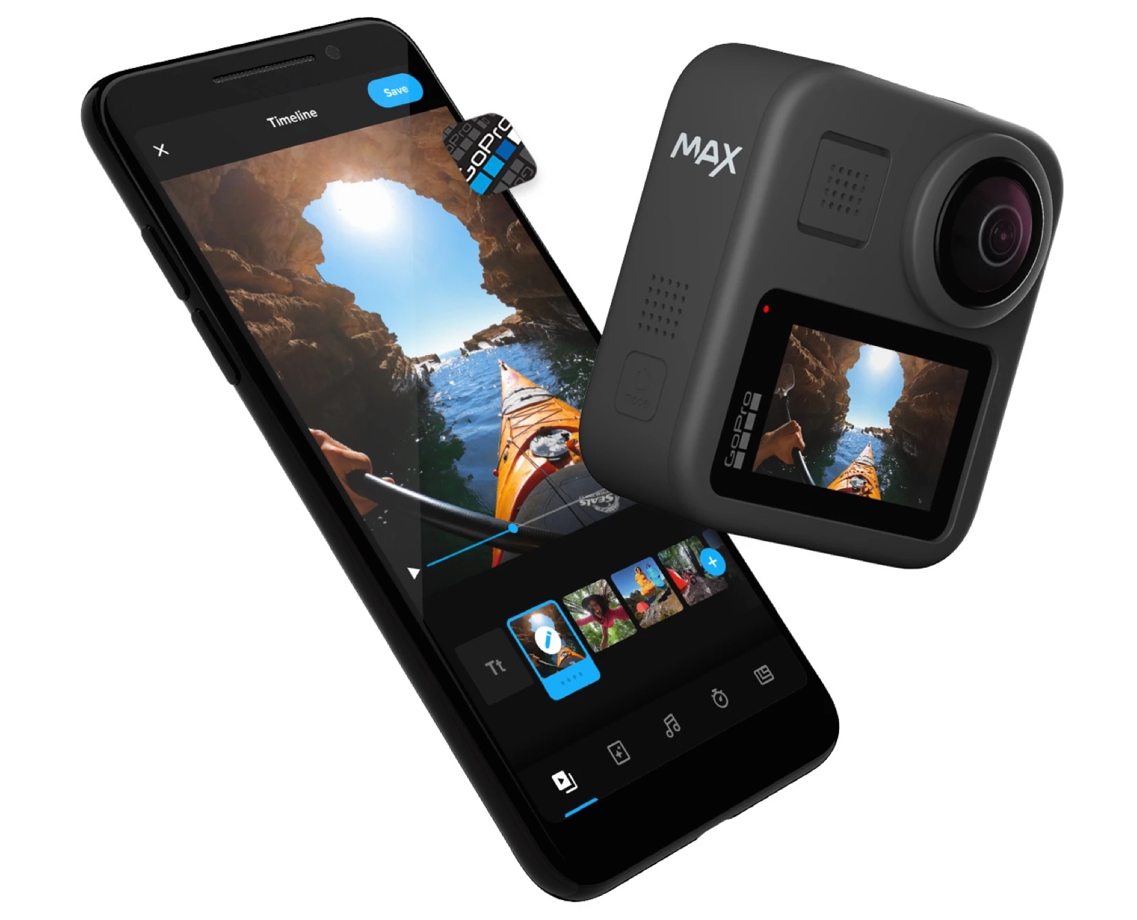 The GoPro Max is controlled via an app