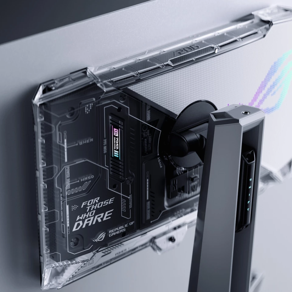 The translucent rear panel and detailing make this monitor quite a looker, even from the back