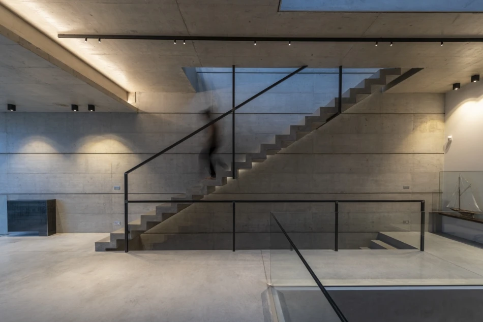 Concrete is used throughout the home