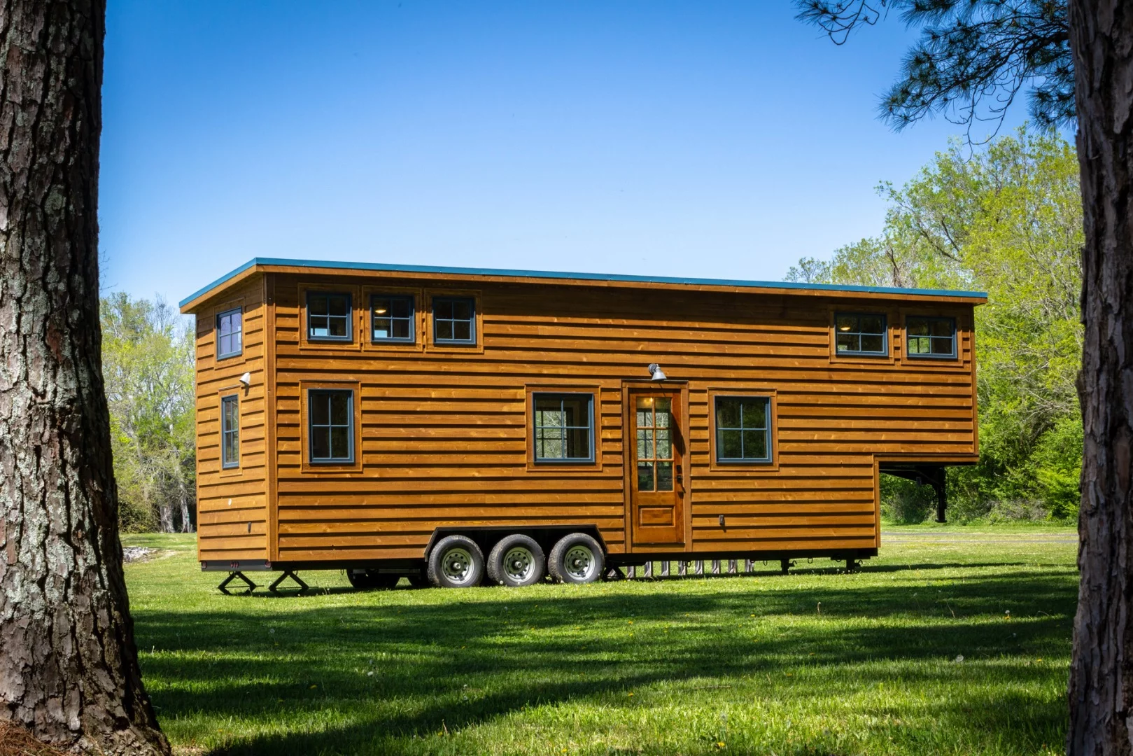 The Cedar House is based on a triple-axle gooseneck trailer