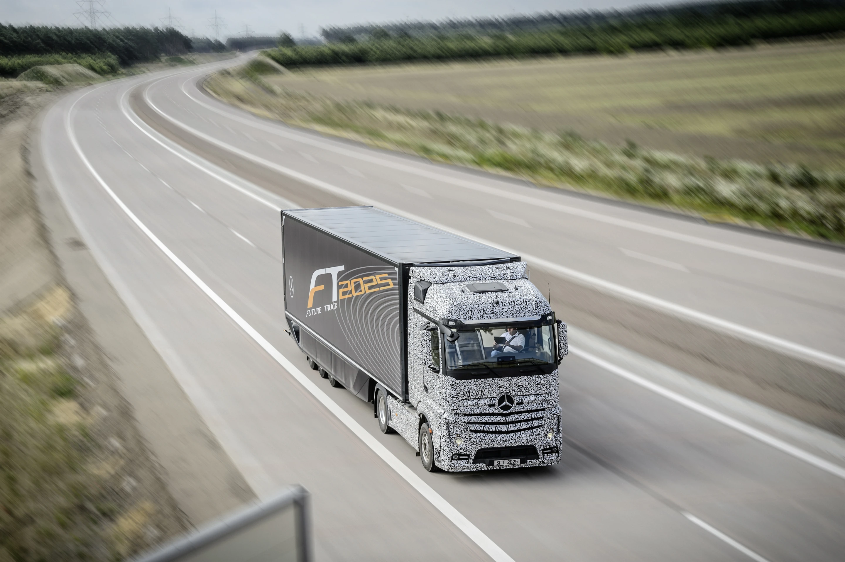 The Daimler autonomous truck was tested on the autobahn