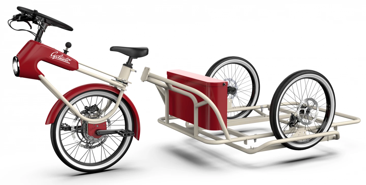 The Cycloauto, disassembled for transport or storage