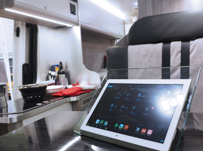 Camperliebe's control tablet provides monitoring and control of critical camper van systems