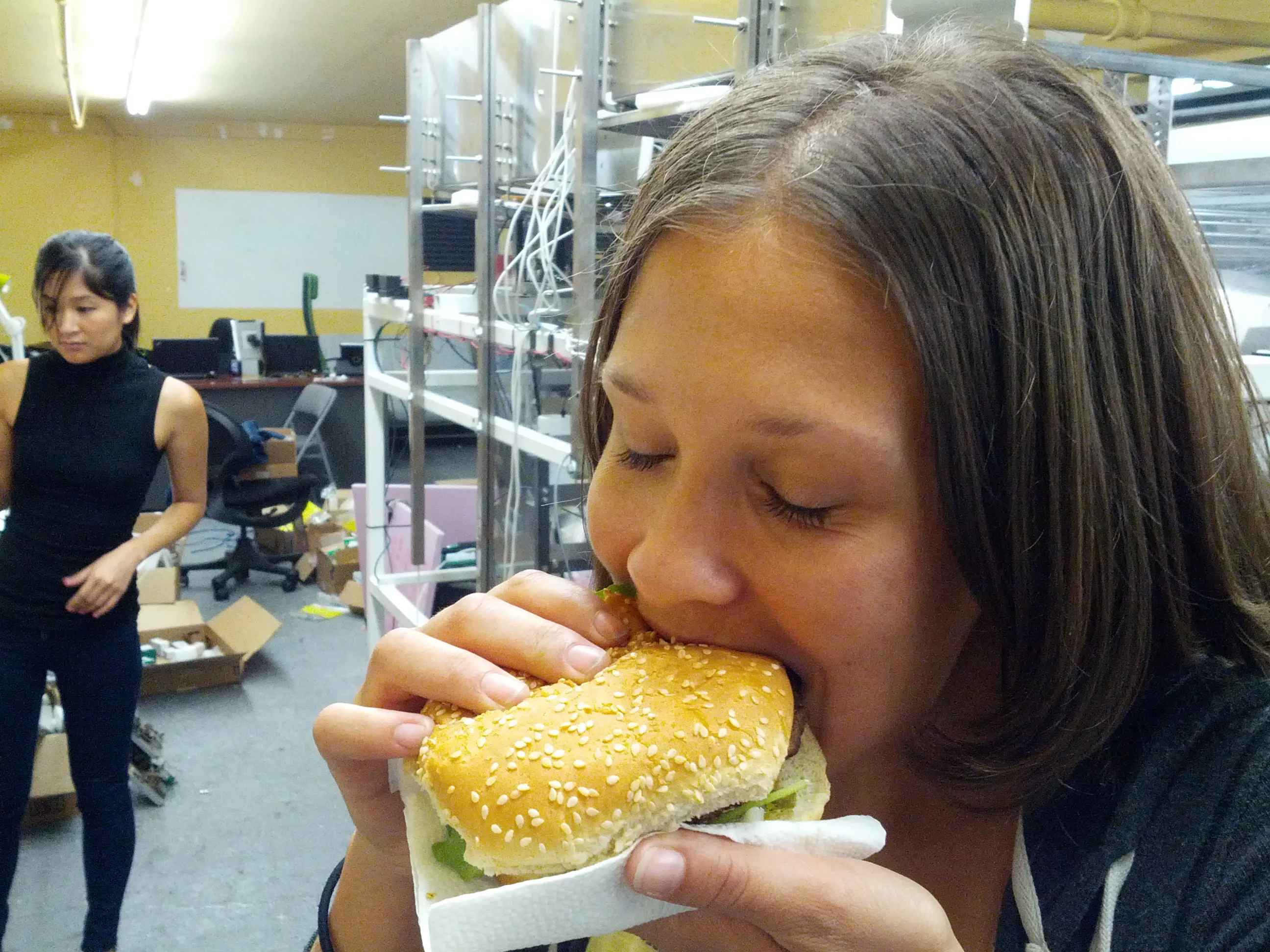 A machine-made hamburger