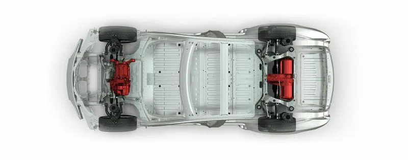The Model S P85D cutaway showing the new front mounted generator
