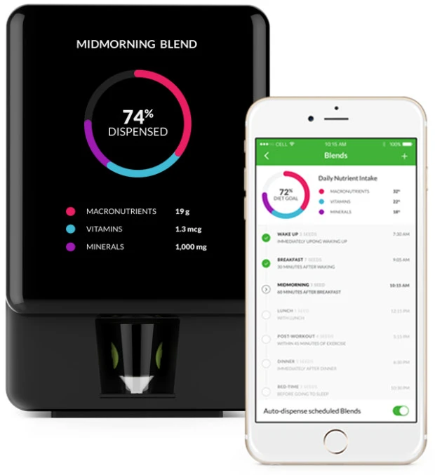 Via an accompanying iOS/Android app, Nourish users stipulate their fitness and health goals, along with various physiological stats