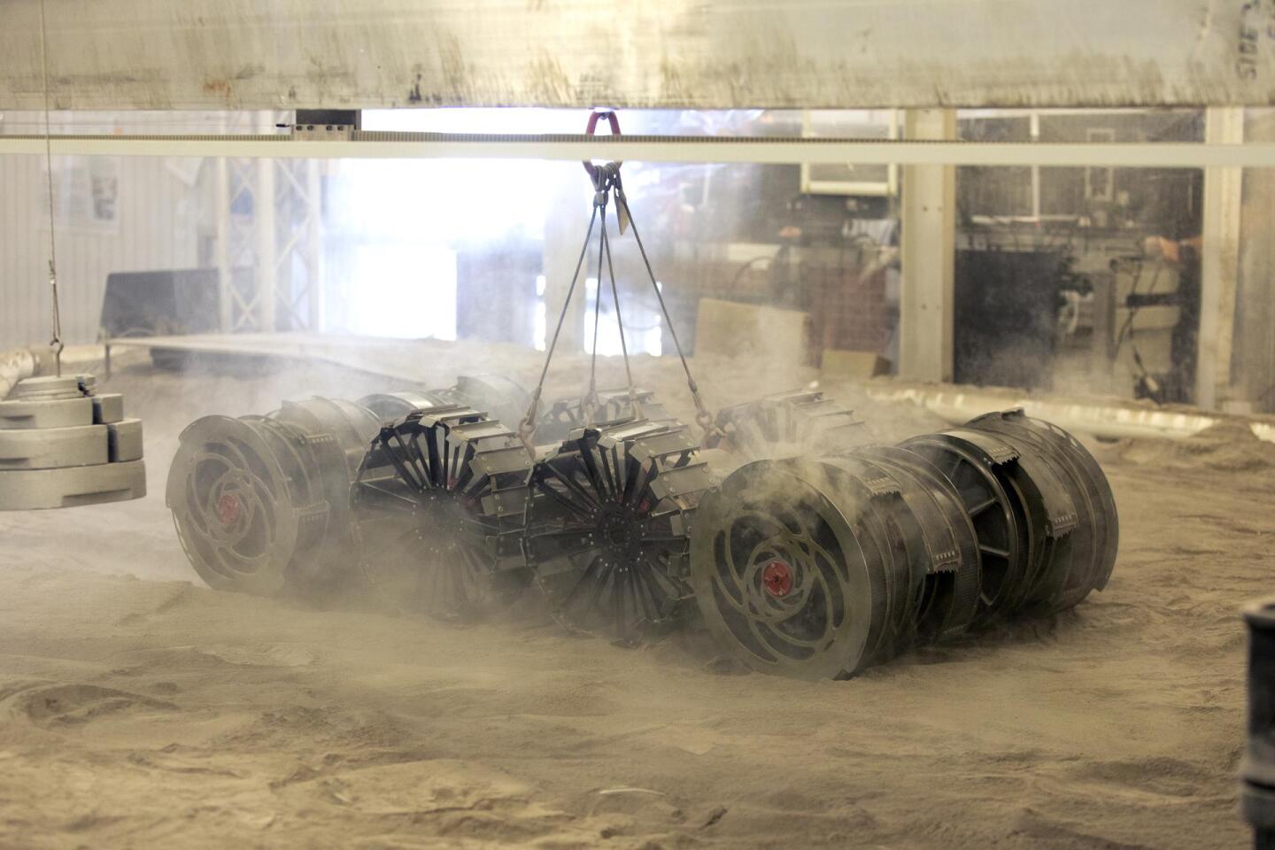 The RASSOR Moon-mining robot being tested