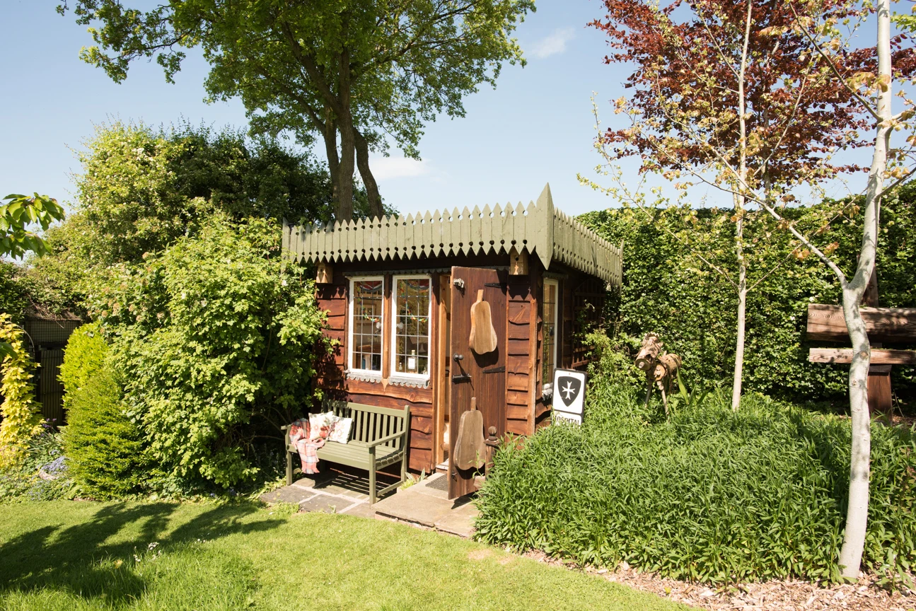 The Pear Hut is located in a cider apple orchard