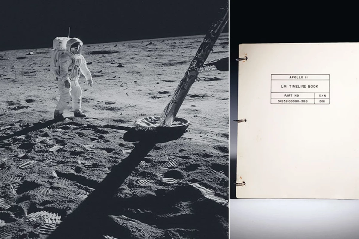 The cover of the Apollo 11 Lunar Module Timeline Book – to be auctioned almost 50 years to the day after the historic landing on the Moon