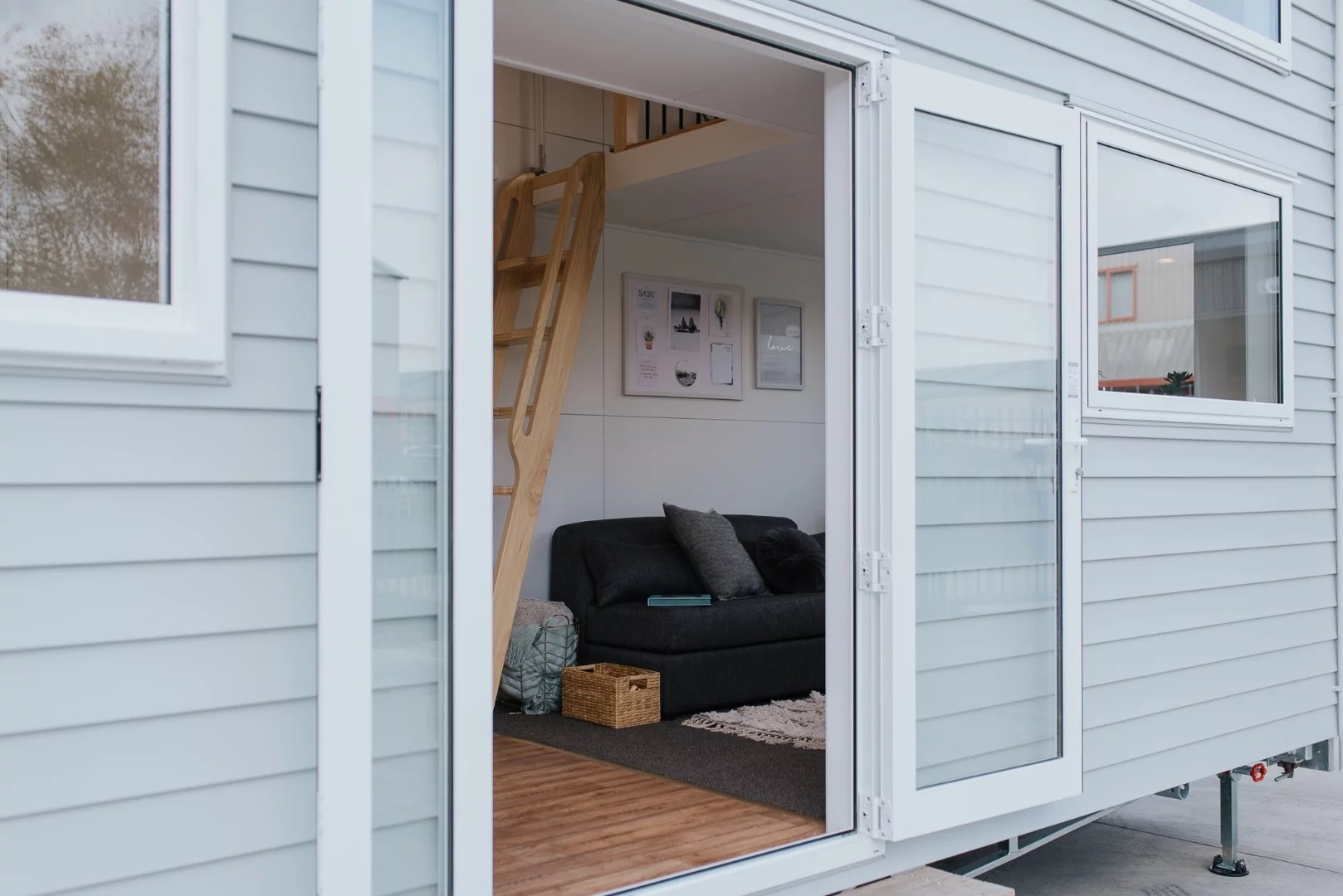 The Dance Tiny House opens to the outside with large double doors