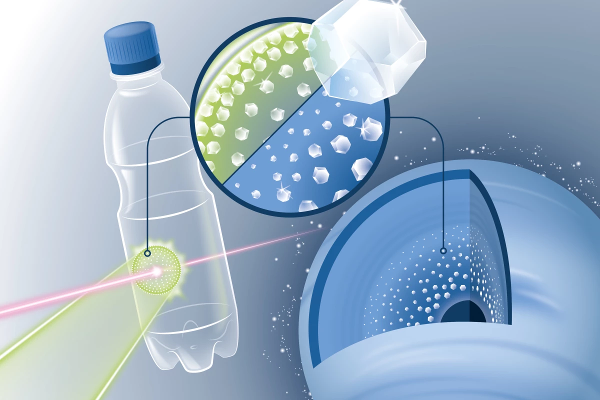 In a new experiment, scientists have managed to use a powerful X-ray laser to convert PET plastic into tiny diamonds, similar to those that might fall on ice giant planets like Neptune