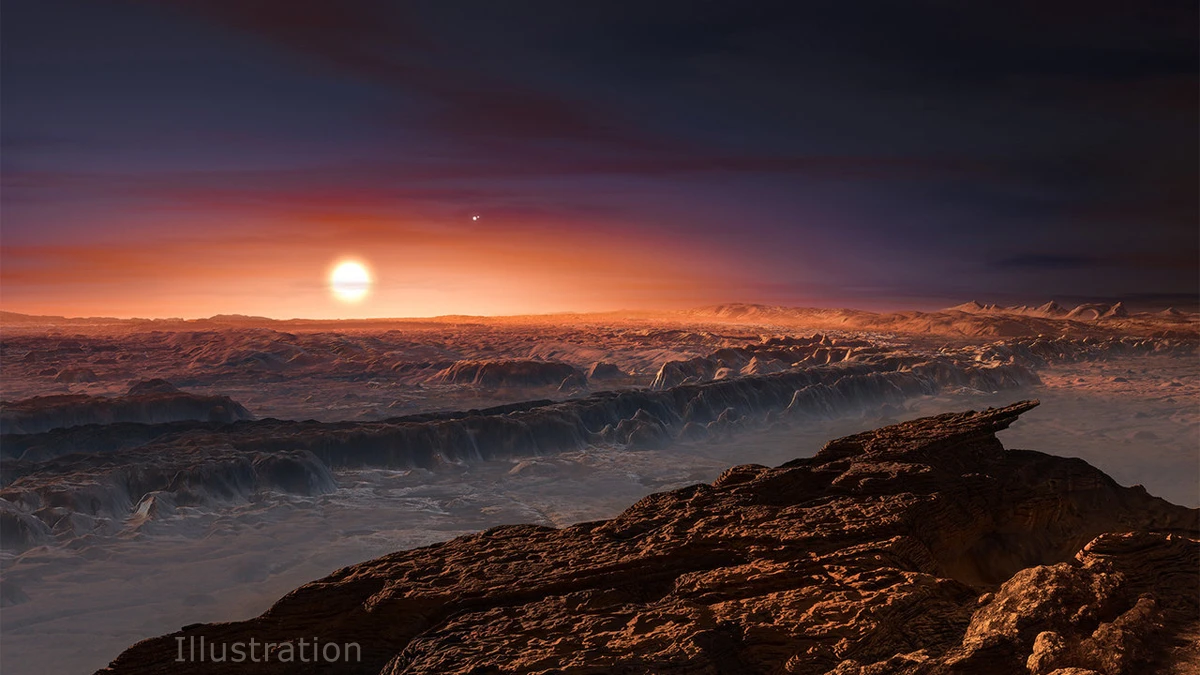 Artist's impression of the view from the surface of Proxima b – Earth's current closest neighboring exoplanet