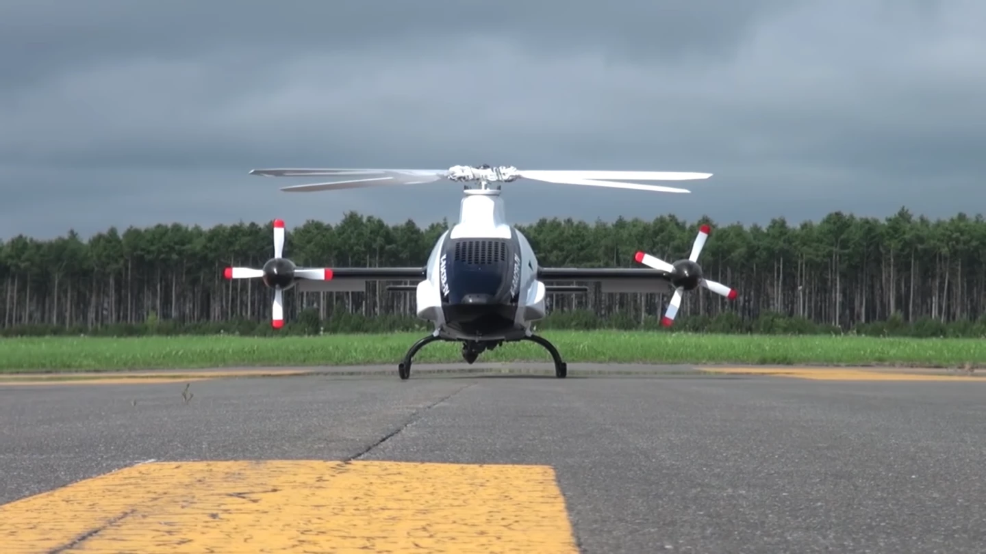 The K-Racer has two forward-facing props mounted on the end of short wings