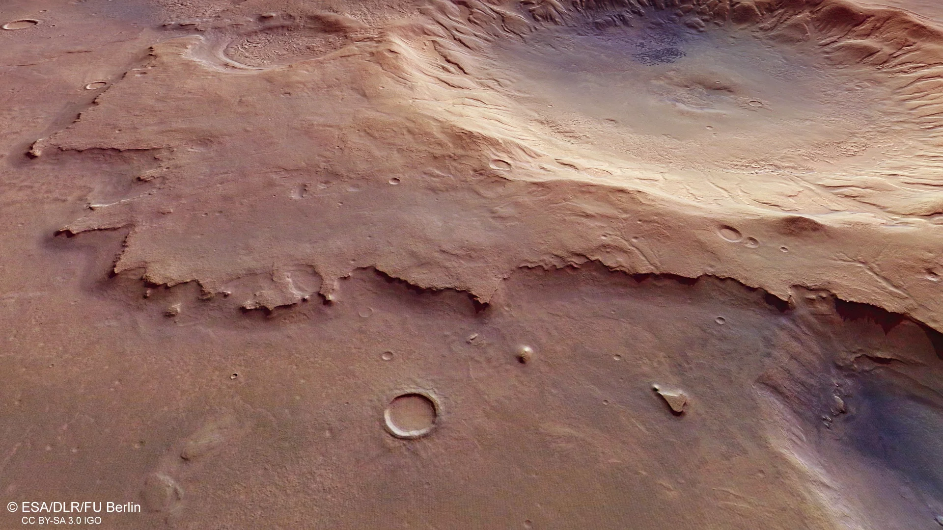 Mars Express spies a nameless and ancient impact crater (Credit: ESA/DLR/FU Berlin, CC BY-SA 3.0 IGO)