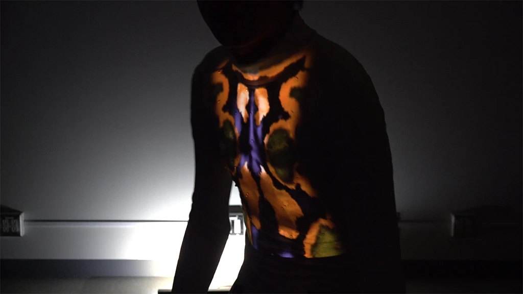 A display projected onto a subject's chest
