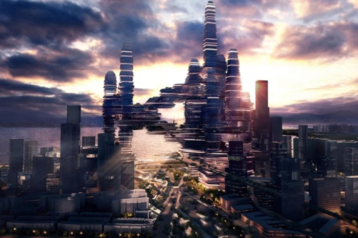 Cloud Citizen is an conceptual interconnected complex of three towers