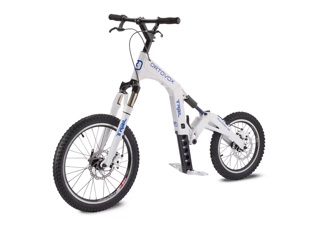 The Mountainskyver TRAIL is a folding downhill scooter that can be packed to the top of a mountain, then assembled and ridden back down