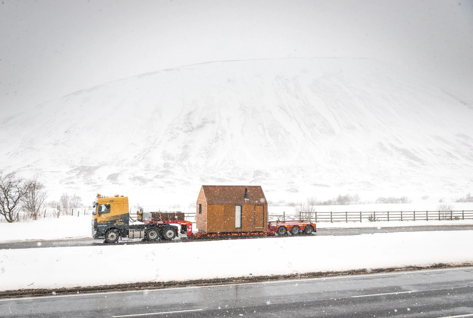The Artist Bothy is delivered on the back of a lorry