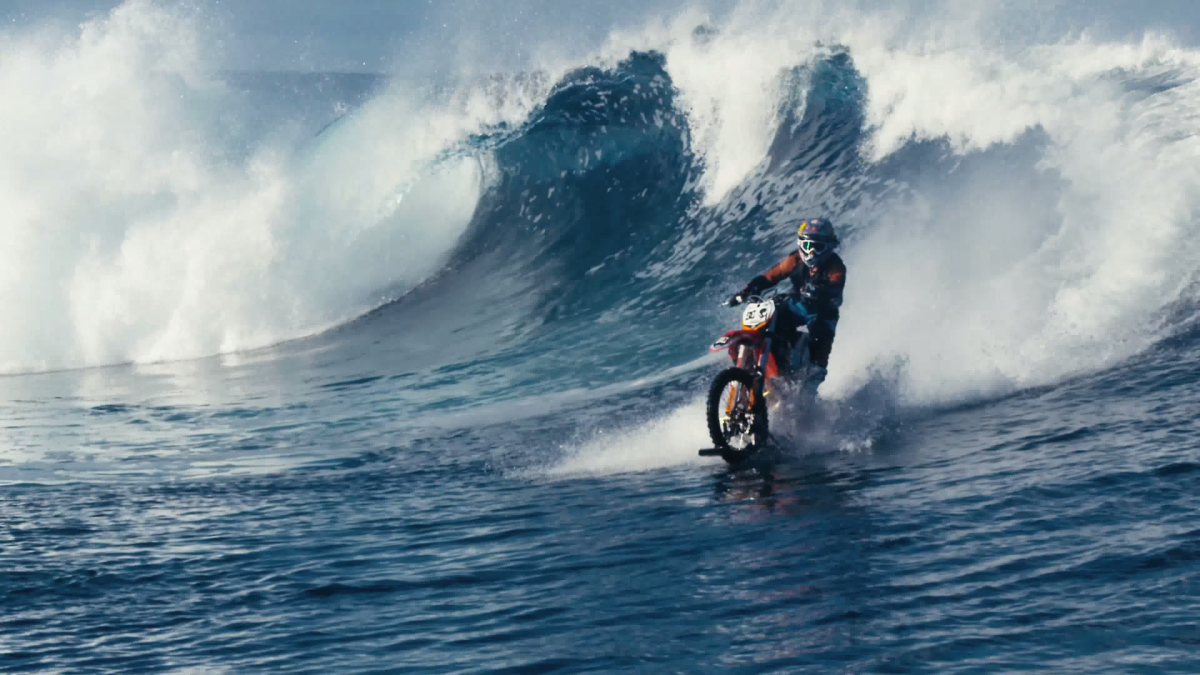 Small wave safely traversed, he goes looking for bigger challenges...