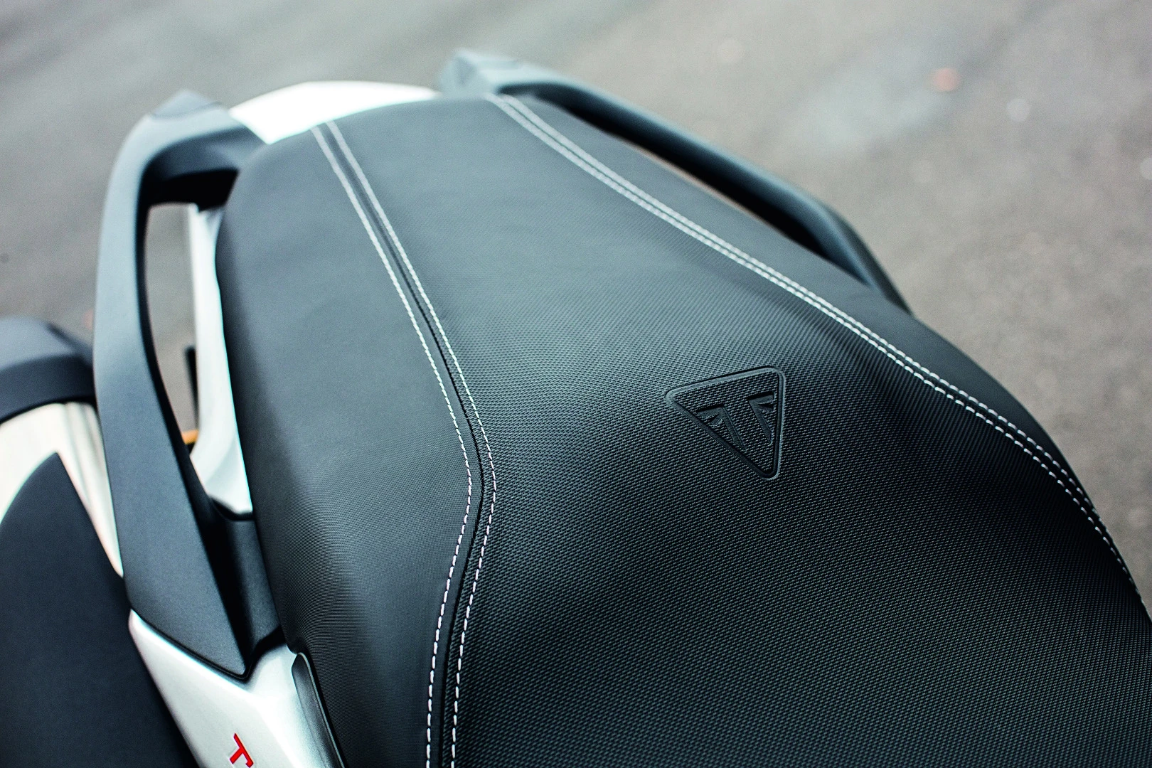 The pillion seat offers generous space on the Triumph Tiger Sport