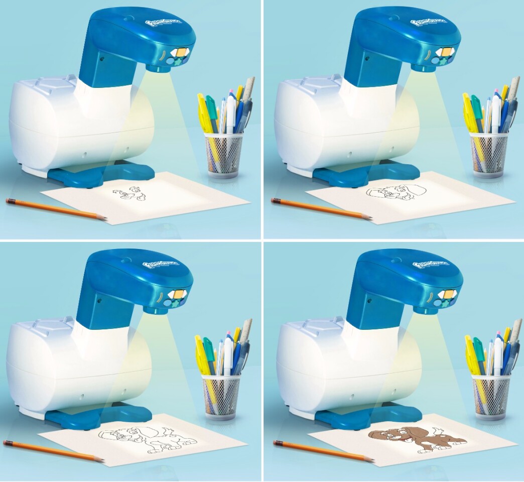 Step-by-step illustrations on the FollowGrams smart drawing projector