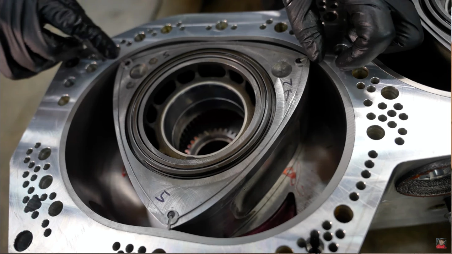 One of the twelve rotors getting fresh apex seals