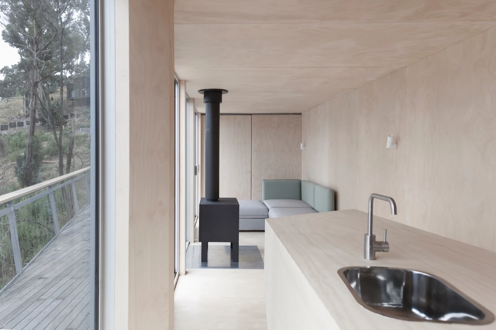 House 28 is kept warm by a wood-burning stove