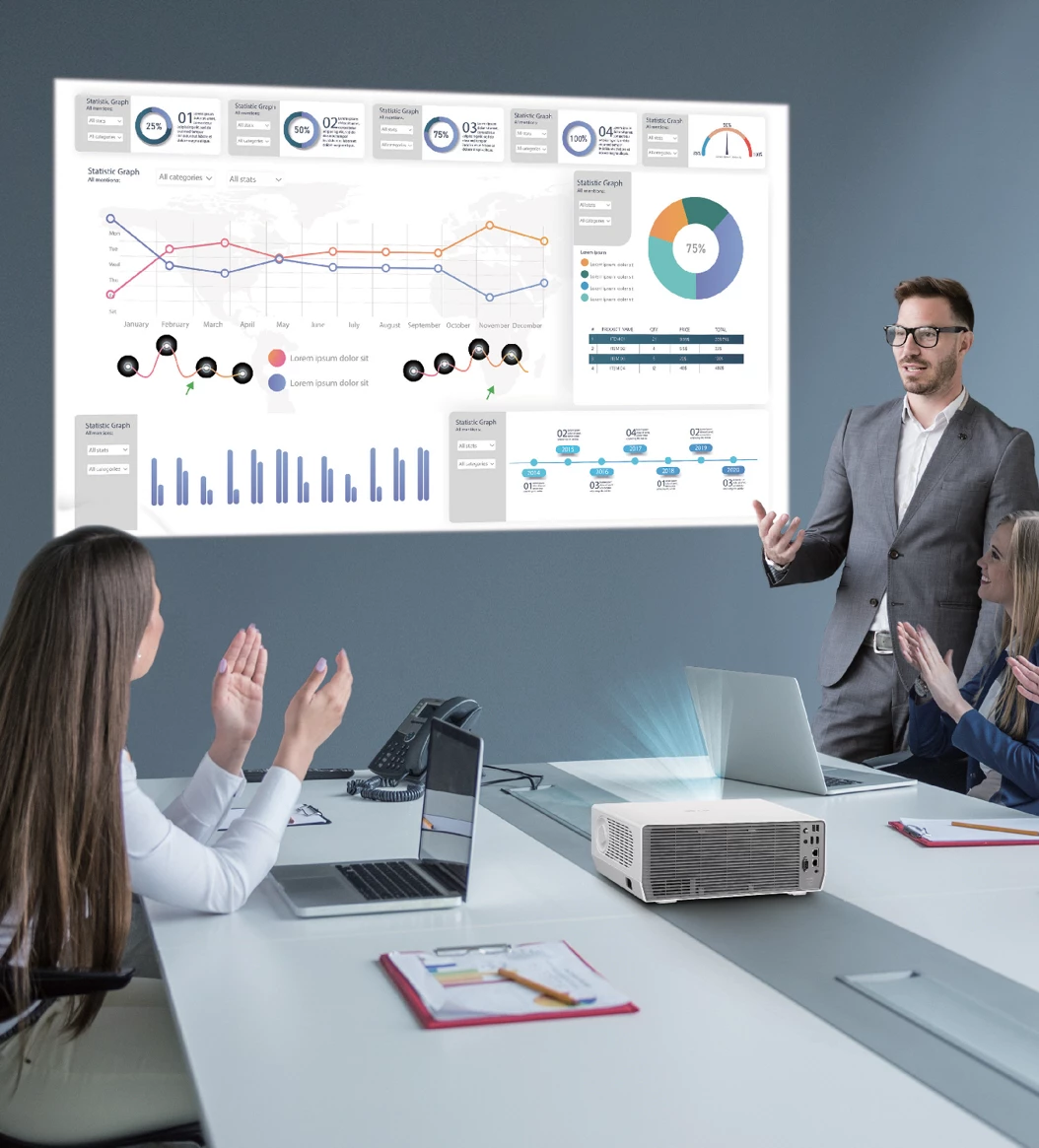 There's a built-in Office viewer for displaying PowerPoint and Excel files without needing to plug in a laptop