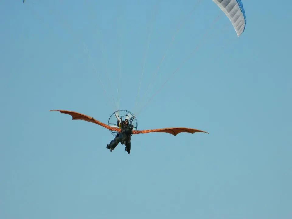 This past summer, passersby near a small airport in California spotted a winged dragon going for a series of test flights (Photo courtesy Tammy Jackson-Zaninovich)