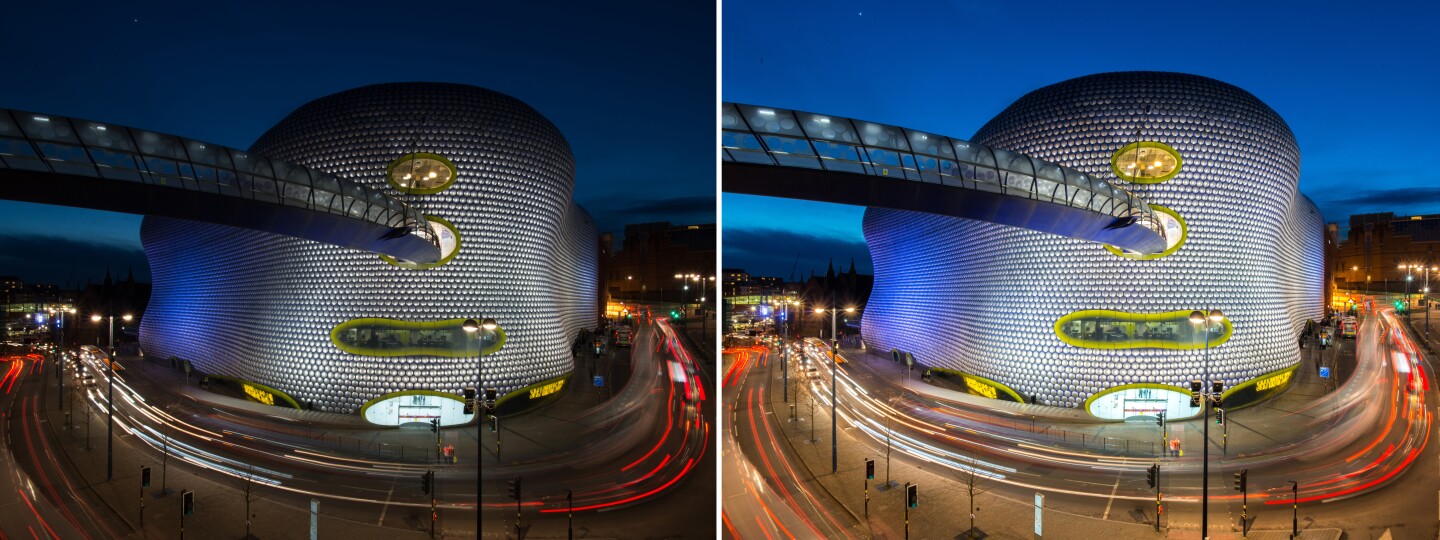 The difference between an out-of-camera JPEG (left) and a processed RAW file of the same shot (right)