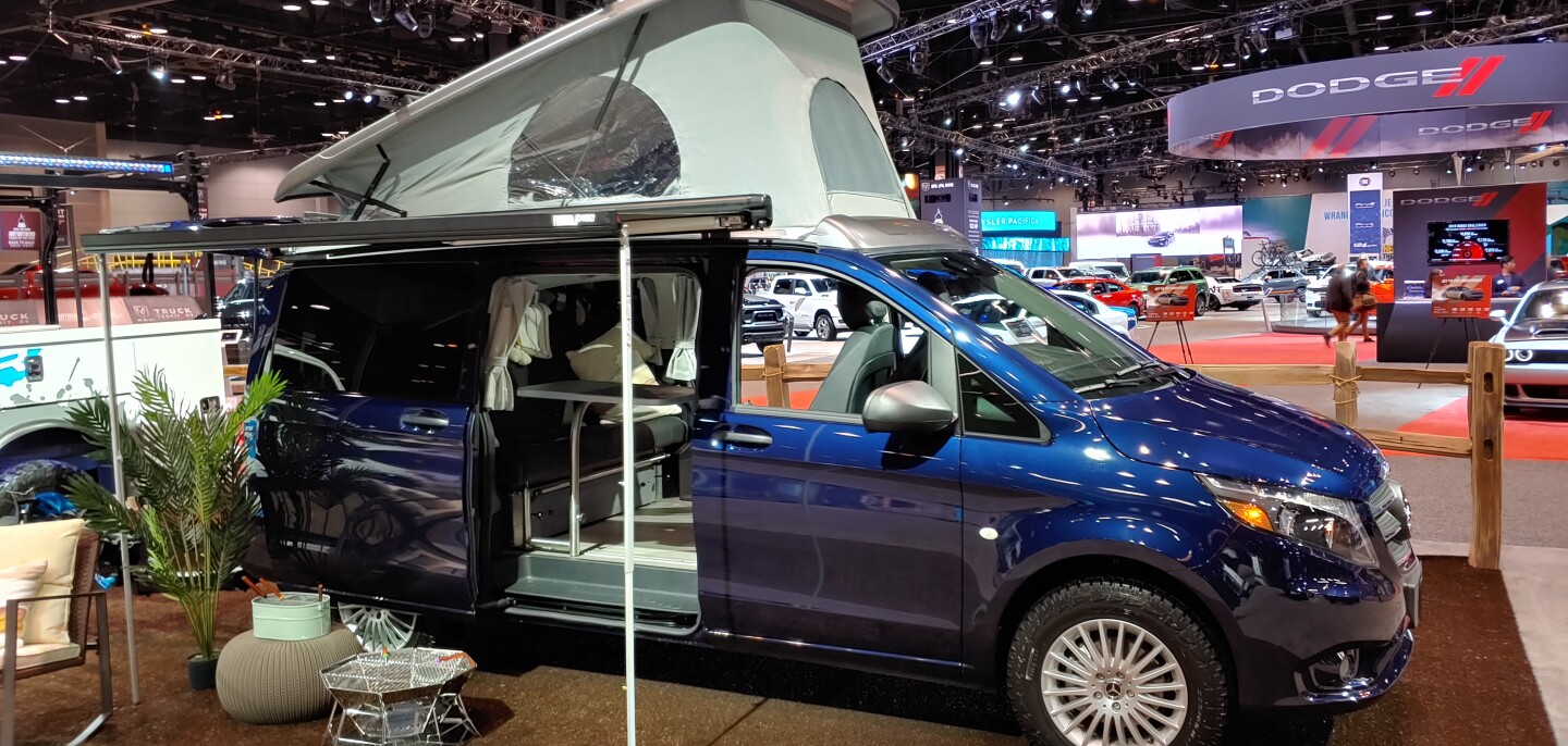 Mercedes-Benz also showcased this Weekender rig, which uses the Metris as its base. Unveiled at the Chicago show, the Weekender will be a factory option in the US