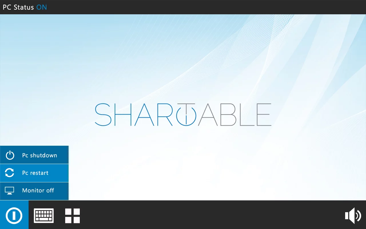 The 7" mini-display includes power controls for both the PC/Mac and the 21.5" multitouch monitor that's also embedded in the table