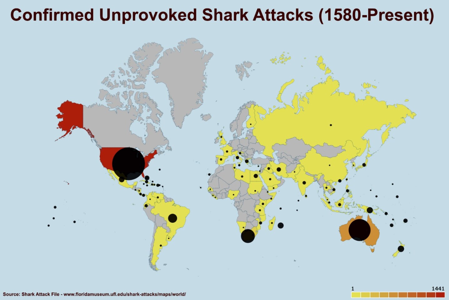 Confirmed Unprovoked Shark Attacks (1580-Present)