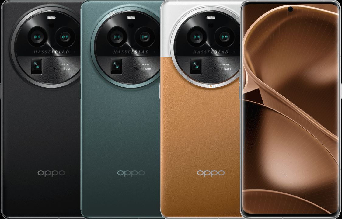 Oppo Find X6 Pro color options – black, green, dual-tone silver and brown vegan leather