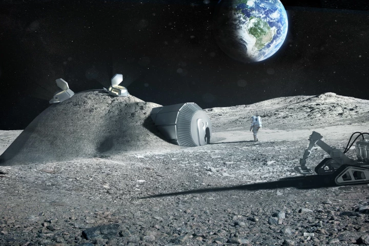 A research consortium set up by the European Space Agency is looking into the possibility of 3D-printing a lunar base (Image: Foster + Partners)