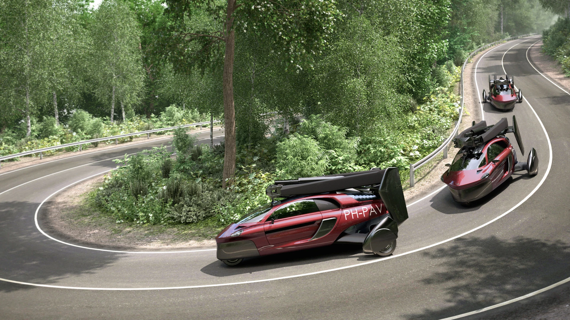 In road mode, the PAL-V Liberty is a tilting three wheeler that looks like a lot of fun. Originally derived from a tilting roadster three wheeler, its 99 hp engine is good for a top-seed of 160 km/h.