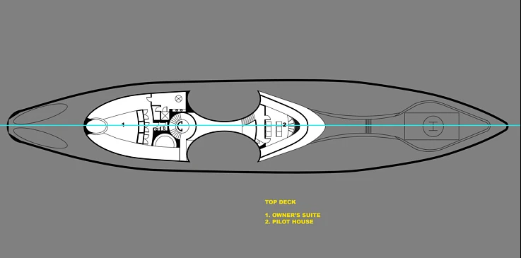 Detailed drawings of the Inifinitas by Schopfer Yachts