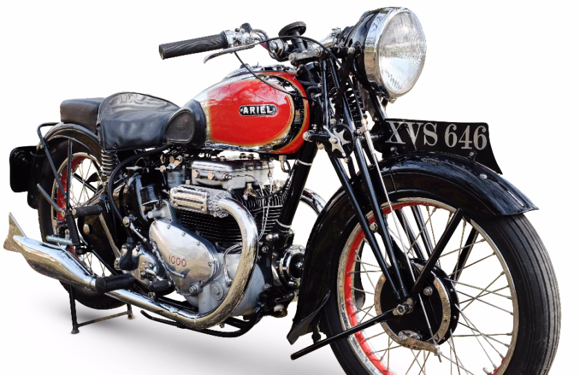 This particular 1,000 cc 1938 Ariel Square Four was awarded one of the concours world's ultimate accolades when it scooped first prize in the Louis Vuitton Classic Concours at the Hurlingham Club in 1999. In 2008 it won the Square Four category at the Ariel Owners Club annual rally concours. It is estimated to sell for between £15,000 and £18,000 ($22,000 - 26,000)Auction Page