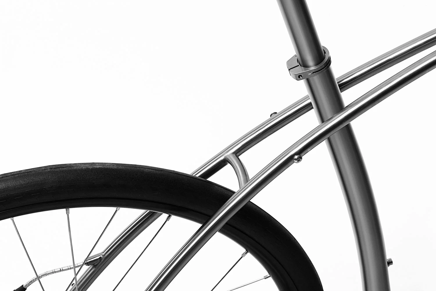 The triangle of the No1 Budnitz bike - which has Velocity Blunt 700c rims and either Schwalbe Kojak 35C or Schwalbe Marathon Supreme 40C tires