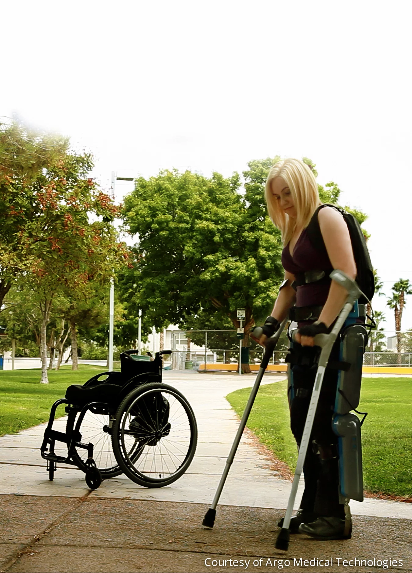 ReWalk enables paraplegics to sit, stand, walk and even climb stairs with a little motorized help