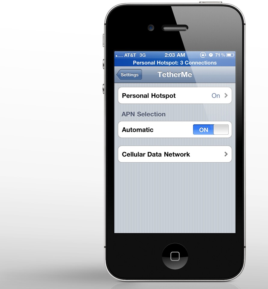 TetherMe activates iOS' native hotspot without subscribing to your carrier's tethering plan